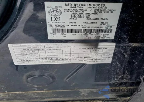 2013 Ford Edge Sel z USA, uszkodzony, nr VIN 2FMDK3JC3DBC82477